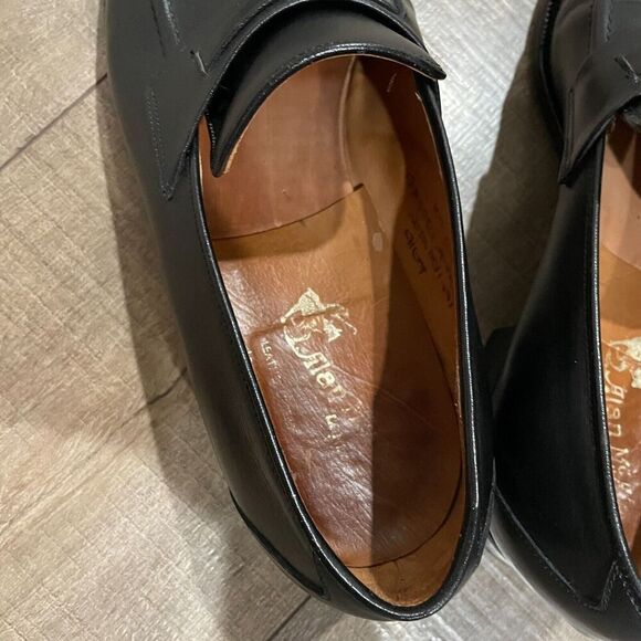 Alan McAfee Mens 10.5 C Black Leather Macaflex Loafers Dress Shoes Made England - Picture 11 of 14